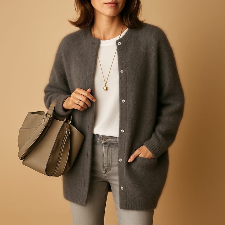 Knitted women’s cardigan with buttons and long sleeves | Liora  Do
