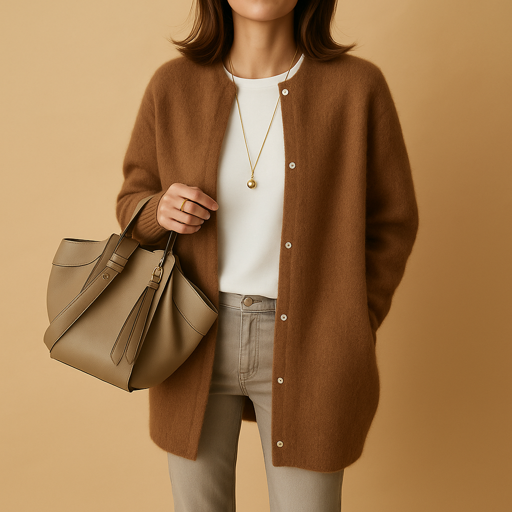 Knitted women’s cardigan with buttons and long sleeves | Liora  Do