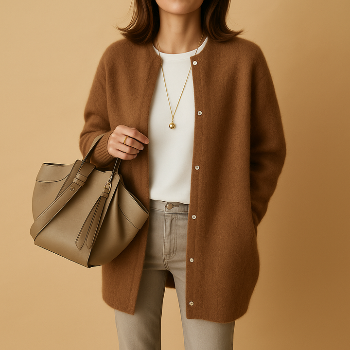 Knitted women’s cardigan with buttons and long sleeves | Liora  Do