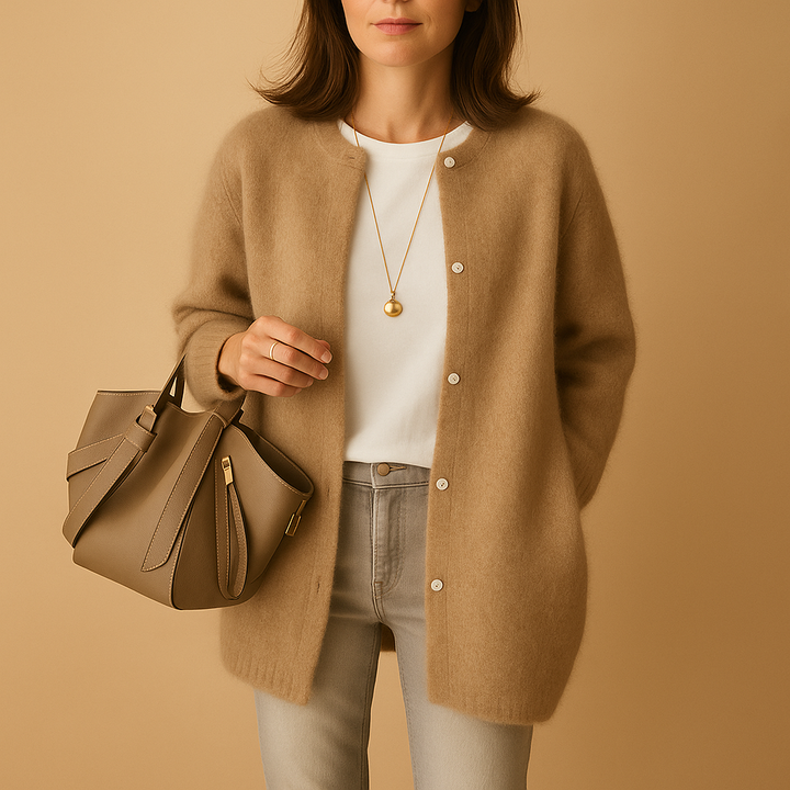 Knitted women’s cardigan with buttons and long sleeves | Liora  Do