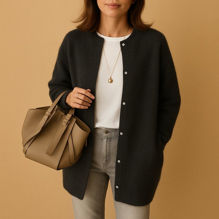 Knitted women’s cardigan with buttons and long sleeves | Liora  Do