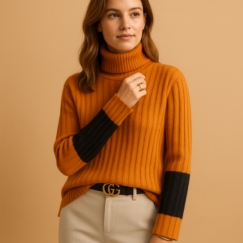 Knitted women’s sweater with turtleneck | Linde