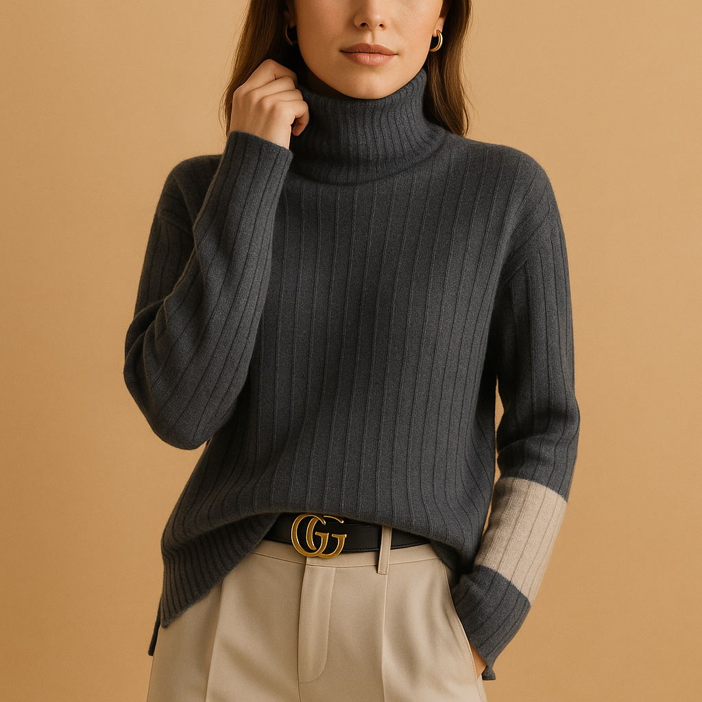 Knitted women’s sweater with turtleneck | Linde