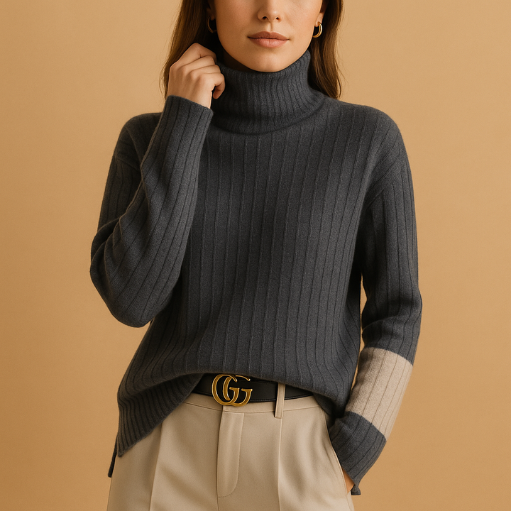 Knitted women’s sweater with turtleneck | Linde