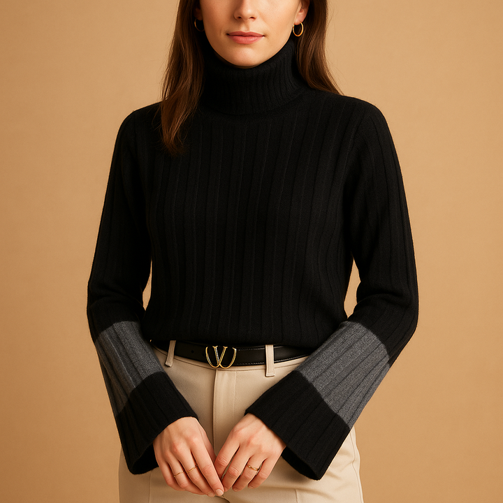 Knitted women’s sweater with turtleneck | Linde
