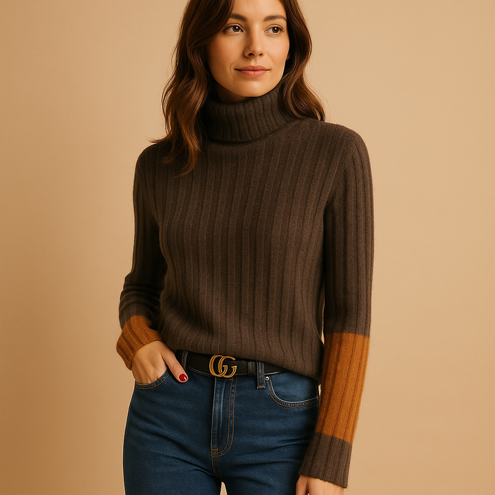 Knitted women’s sweater with turtleneck | Linde