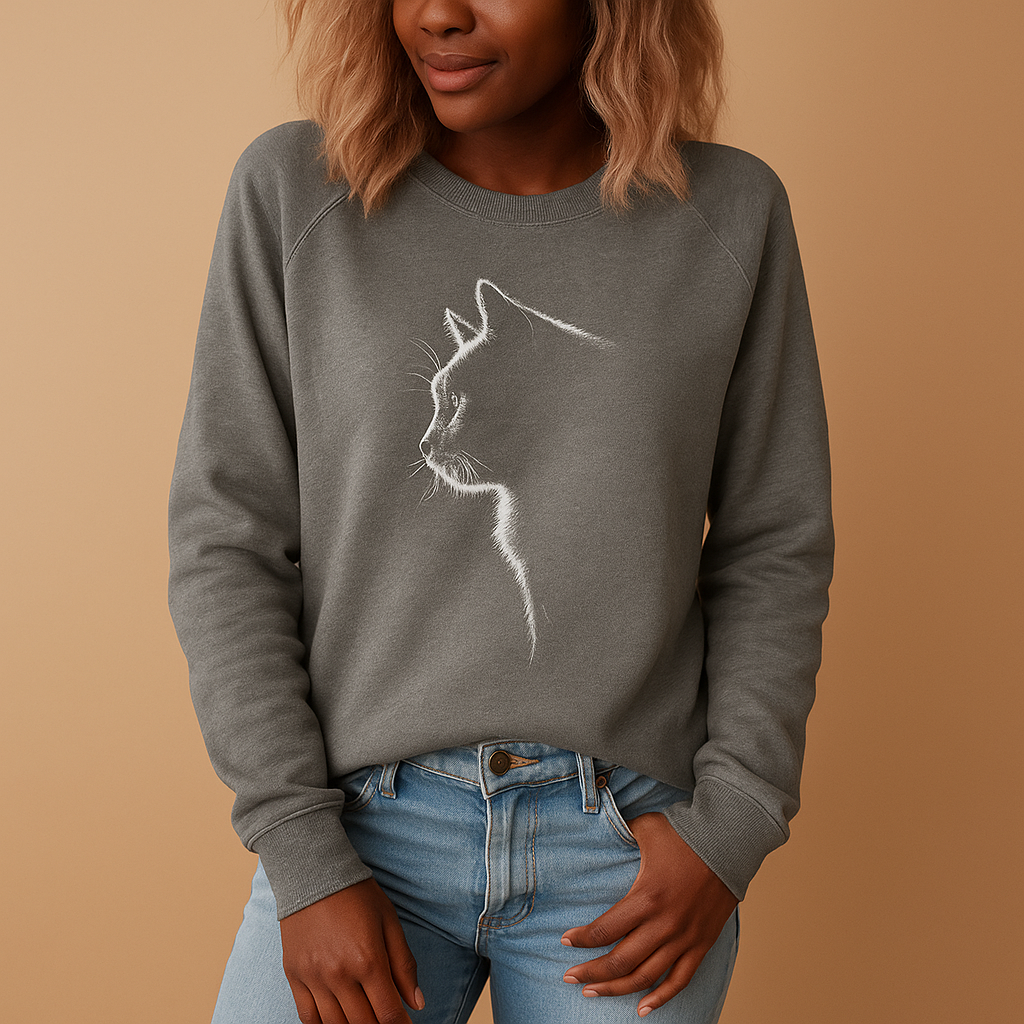 Knitted women’s sweater with cat print | Yara