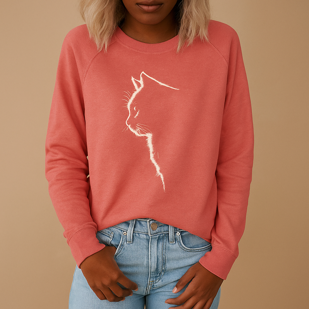 Knitted women’s sweater with cat print | Yara