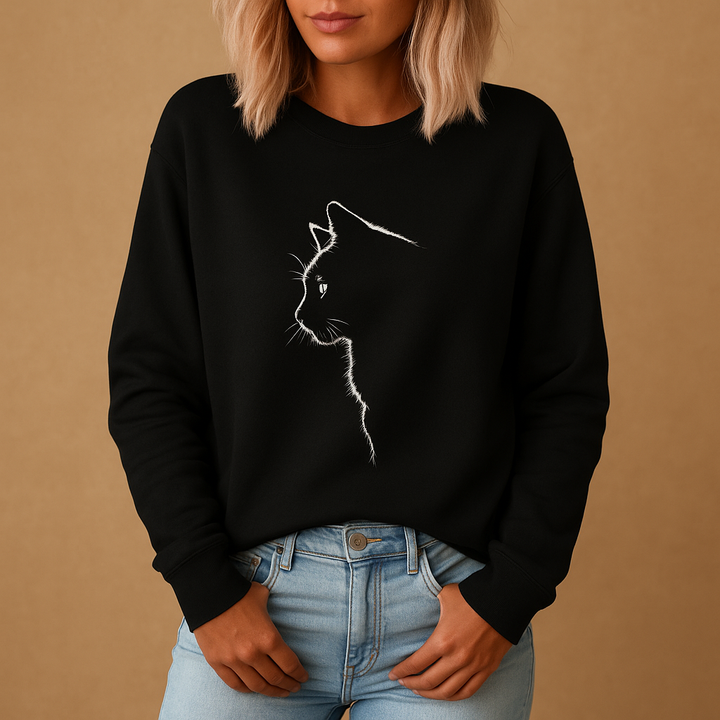 Knitted women’s sweater with cat print | Yara