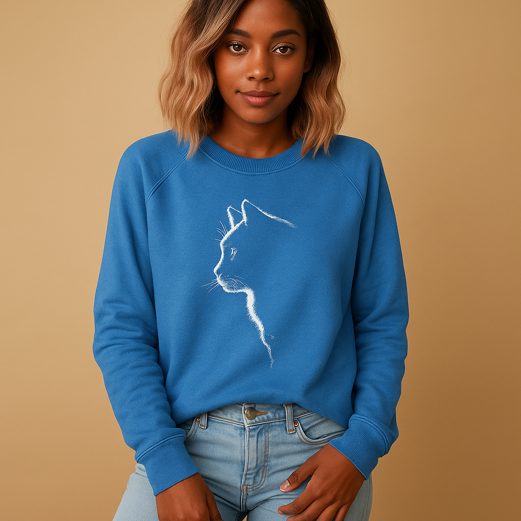 Knitted women’s sweater with cat print | Yara