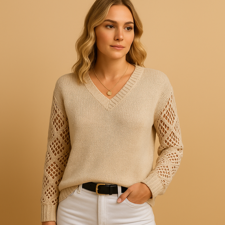 Knitted women’s sweater with openwork pattern | Livia