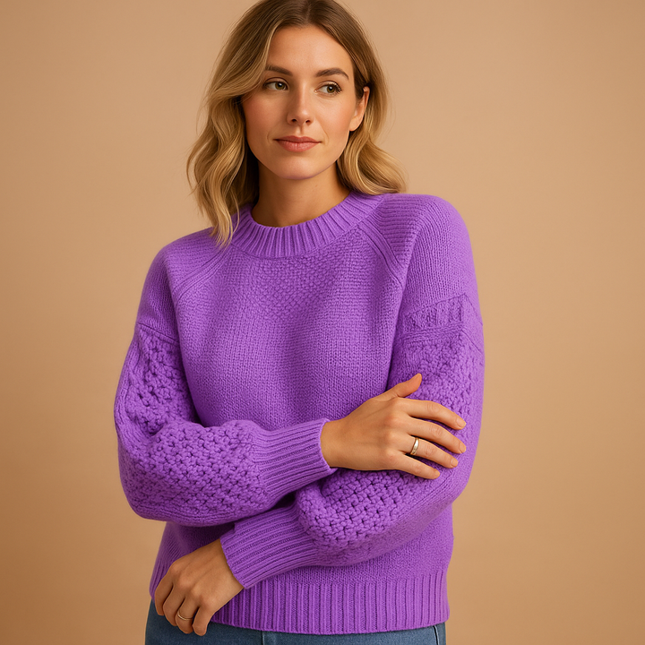 Knitted women’s sweater with round neckline | Yara