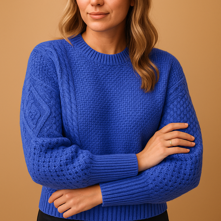 Knitted women’s sweater with round neckline | Yara