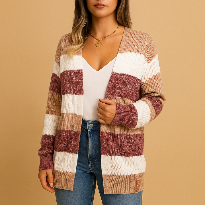 Checkered women’s cardigan with puff sleeves | Renée