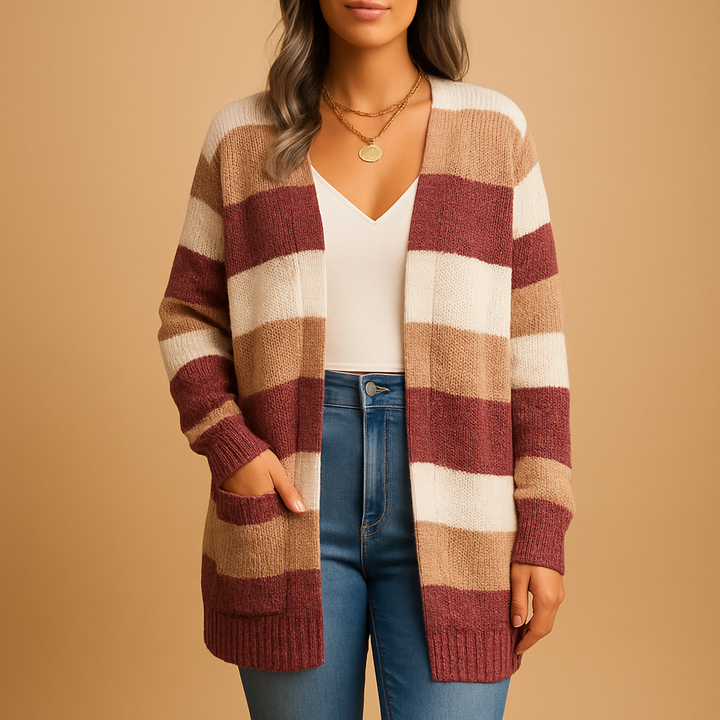 Checkered women’s cardigan with puff sleeves | Renée