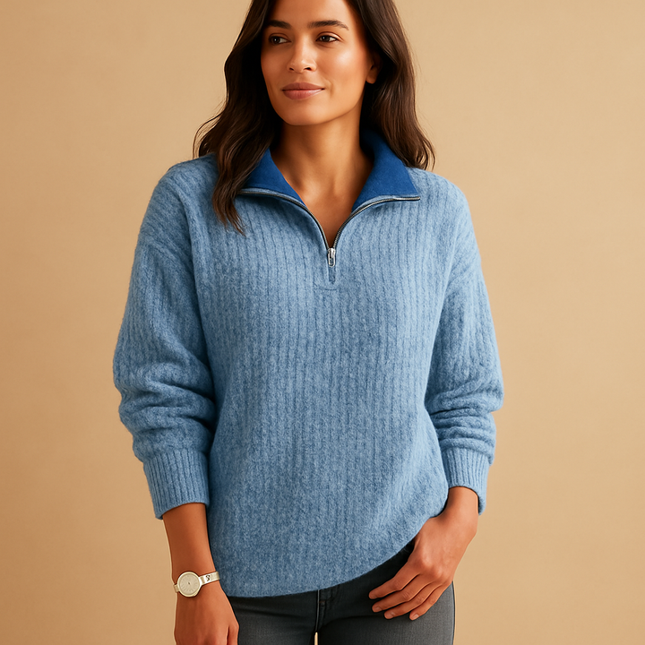 Half-zip sweater with turtleneck for women | Marije