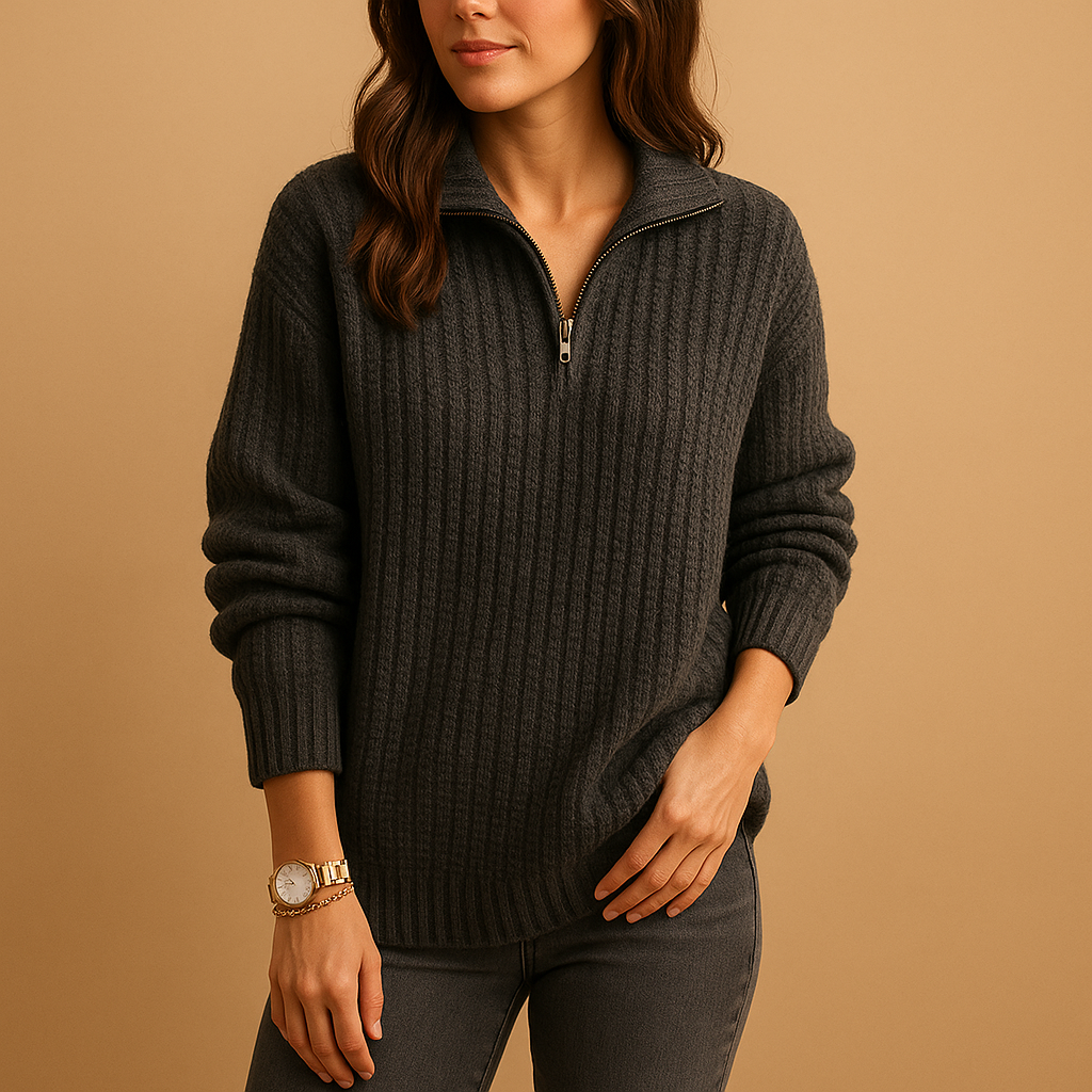 Half-zip sweater with turtleneck for women | Marije