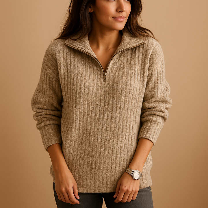 Half-zip sweater with turtleneck for women | Marije