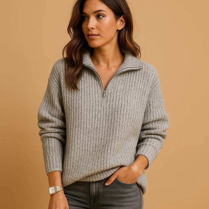 Half-zip sweater with turtleneck for women | Marije