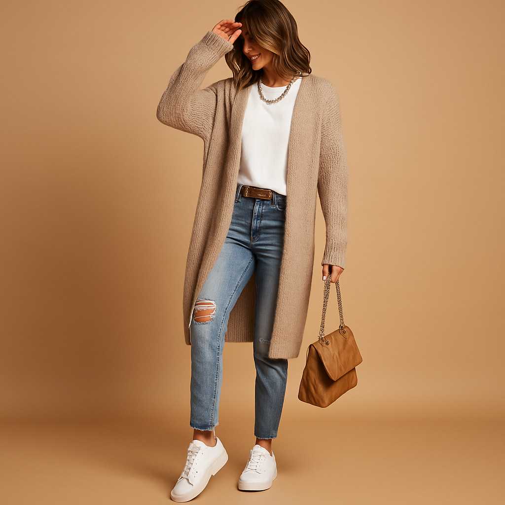 Classic knitted women’s cardigan with open front | Evelien