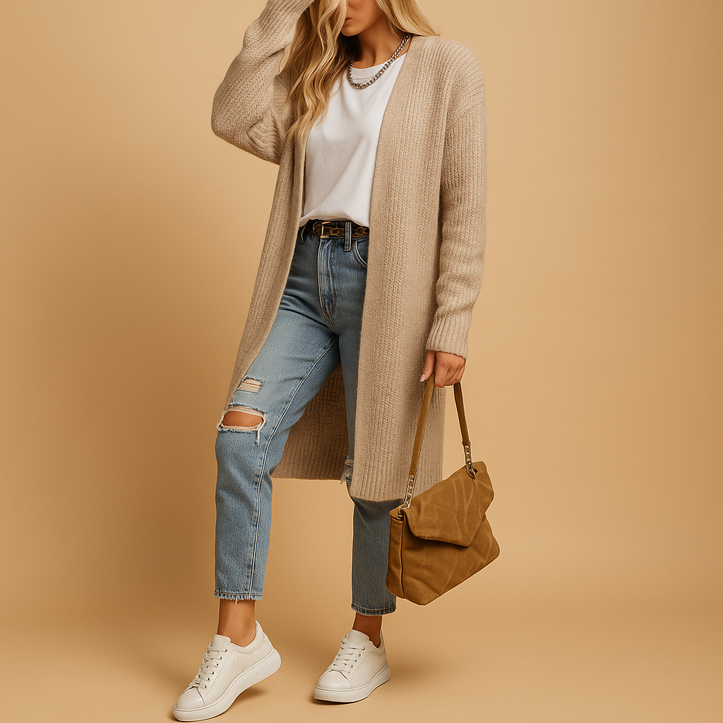 Classic knitted women’s cardigan with open front | Evelien