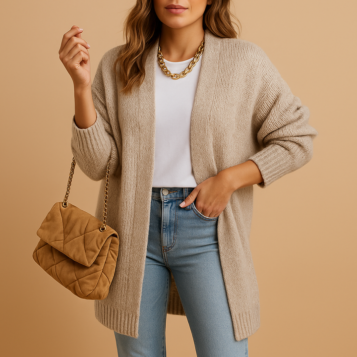 Classic knitted women’s cardigan with open front | Evelien
