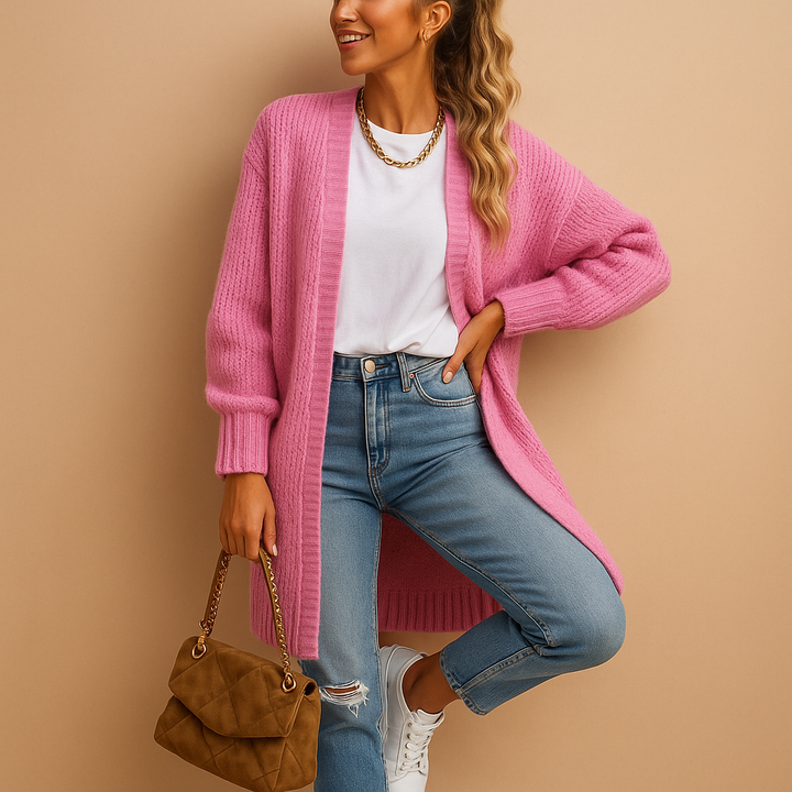 Classic knitted women’s cardigan with open front | Evelien