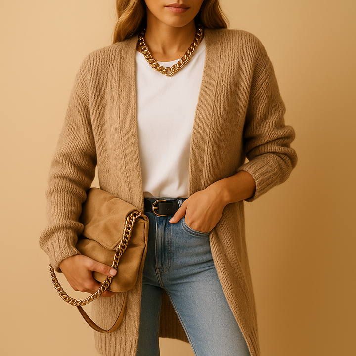 Classic knitted women’s cardigan with open front | Evelien
