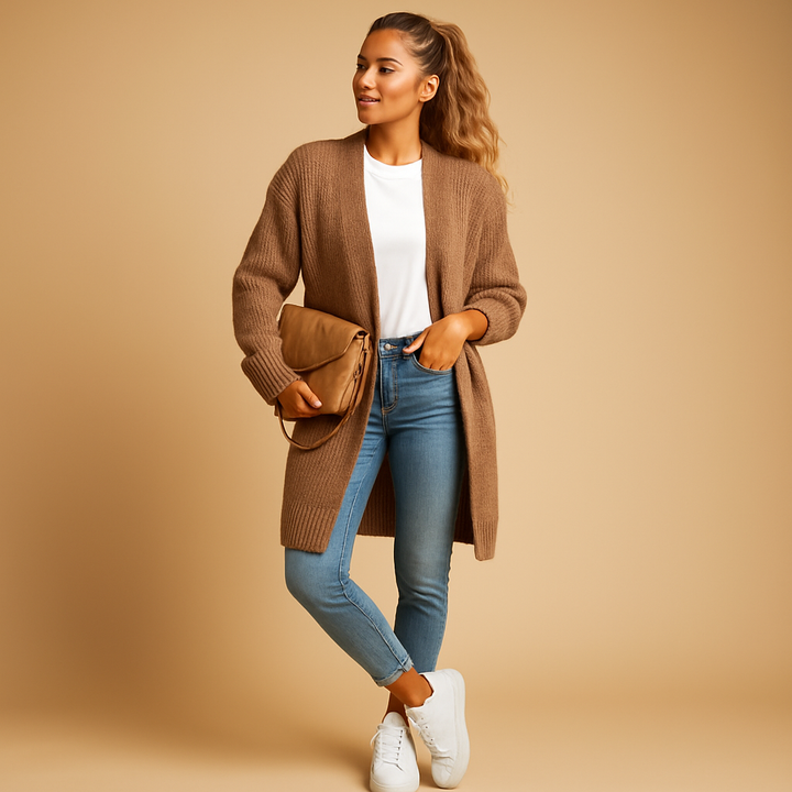 Classic knitted women’s cardigan with open front | Evelien