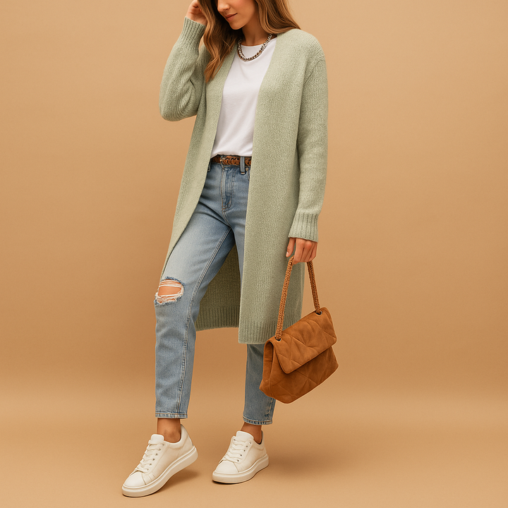 Classic knitted women’s cardigan with open front | Evelien