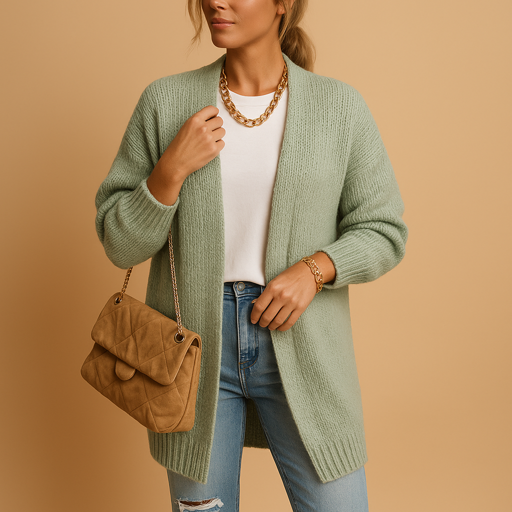 Classic knitted women’s cardigan with open front | Evelien