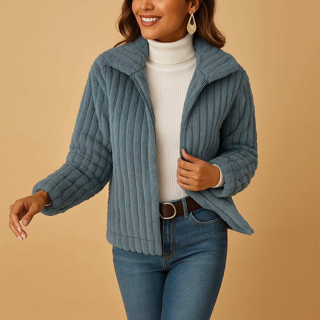 Long fleece women’s vest with stand-up collar | Isabelle