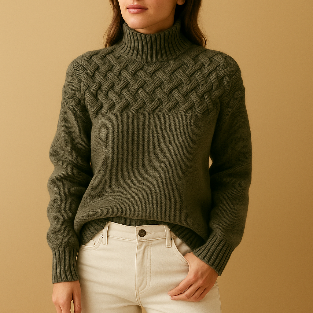 Long knitted turtleneck sweater for women | Yfke