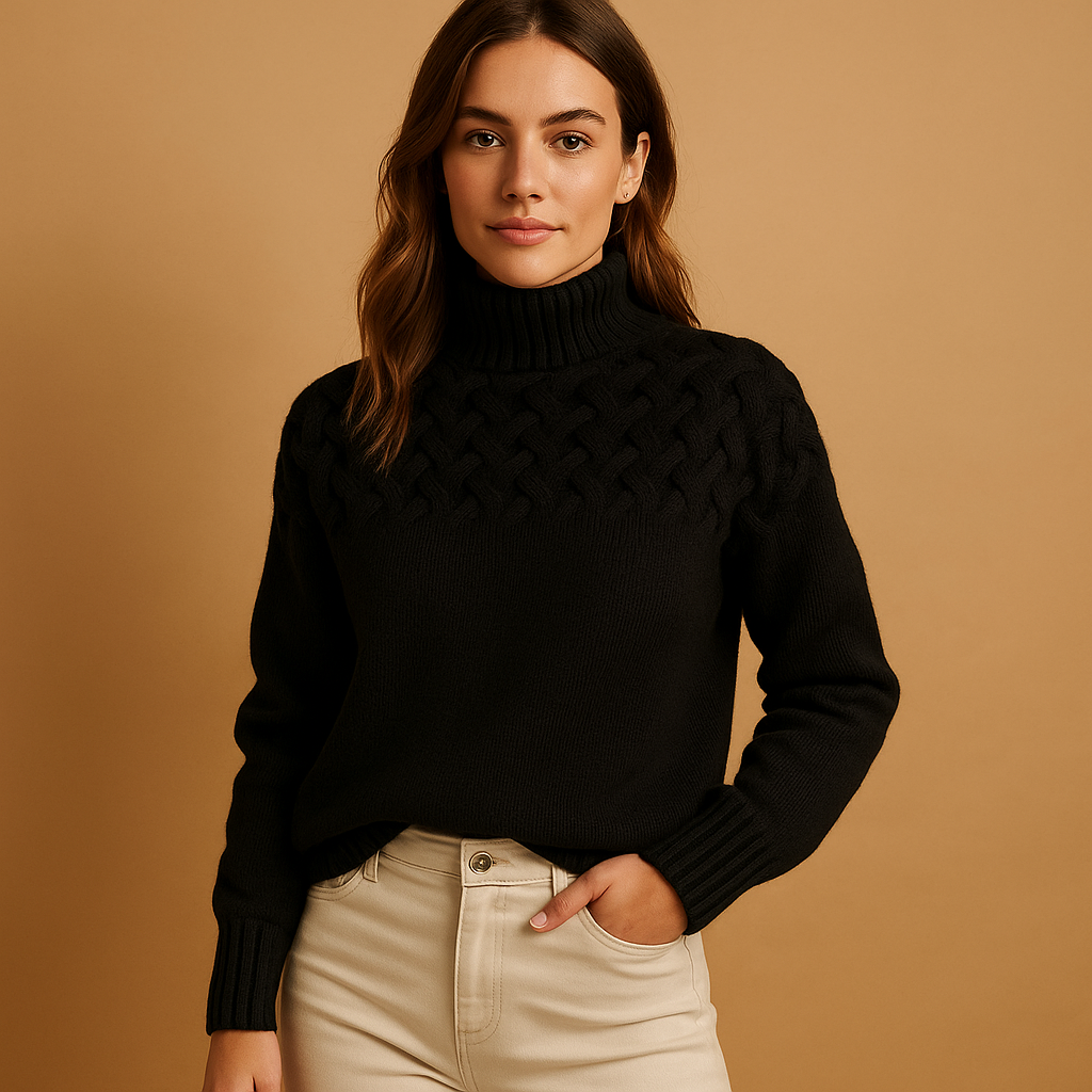 Long knitted turtleneck sweater for women | Yfke