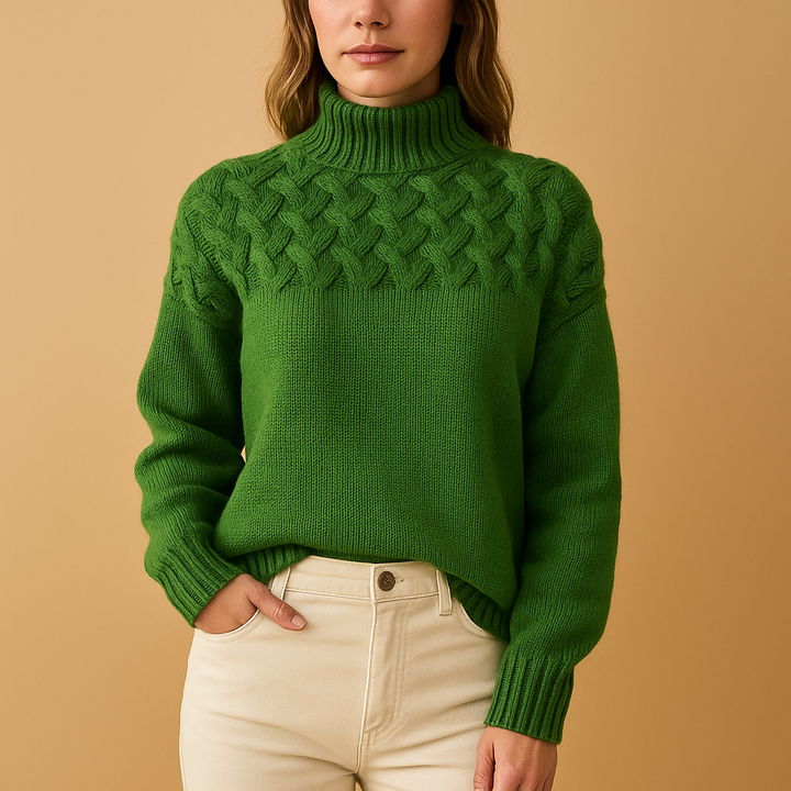 Long knitted turtleneck sweater for women | Yfke