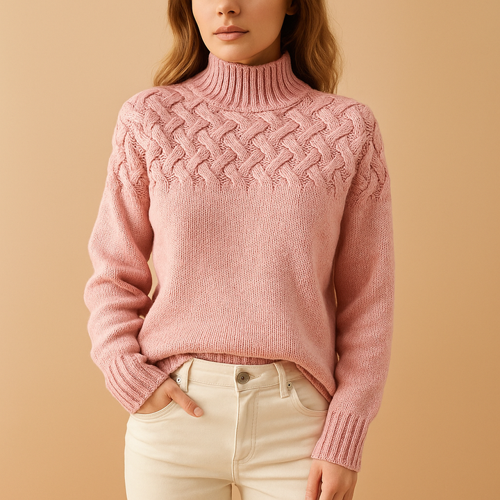 Long knitted turtleneck sweater for women | Yfke