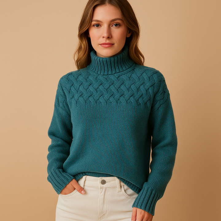 Long knitted turtleneck sweater for women | Yfke