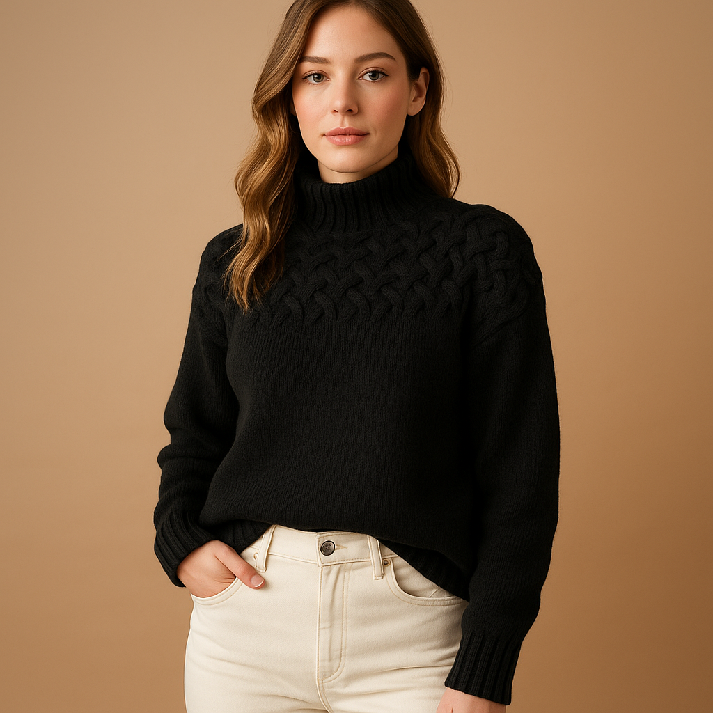 Long knitted turtleneck sweater for women | Elise