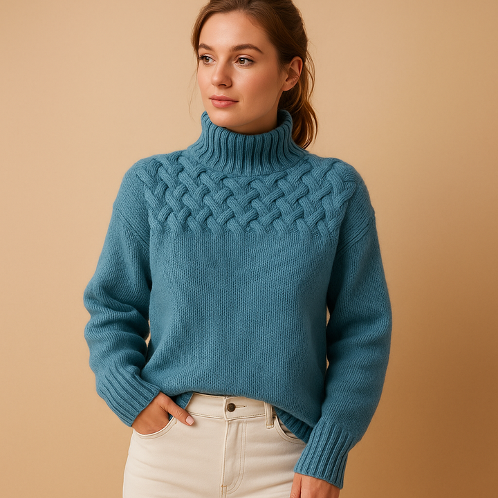 Long knitted turtleneck sweater for women | Elise