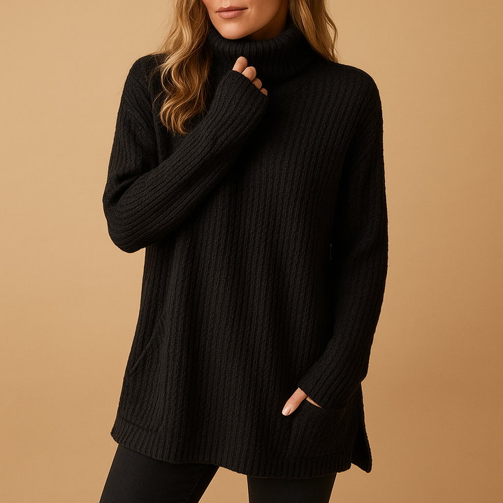 Long knitted sweater with print for women | Yara