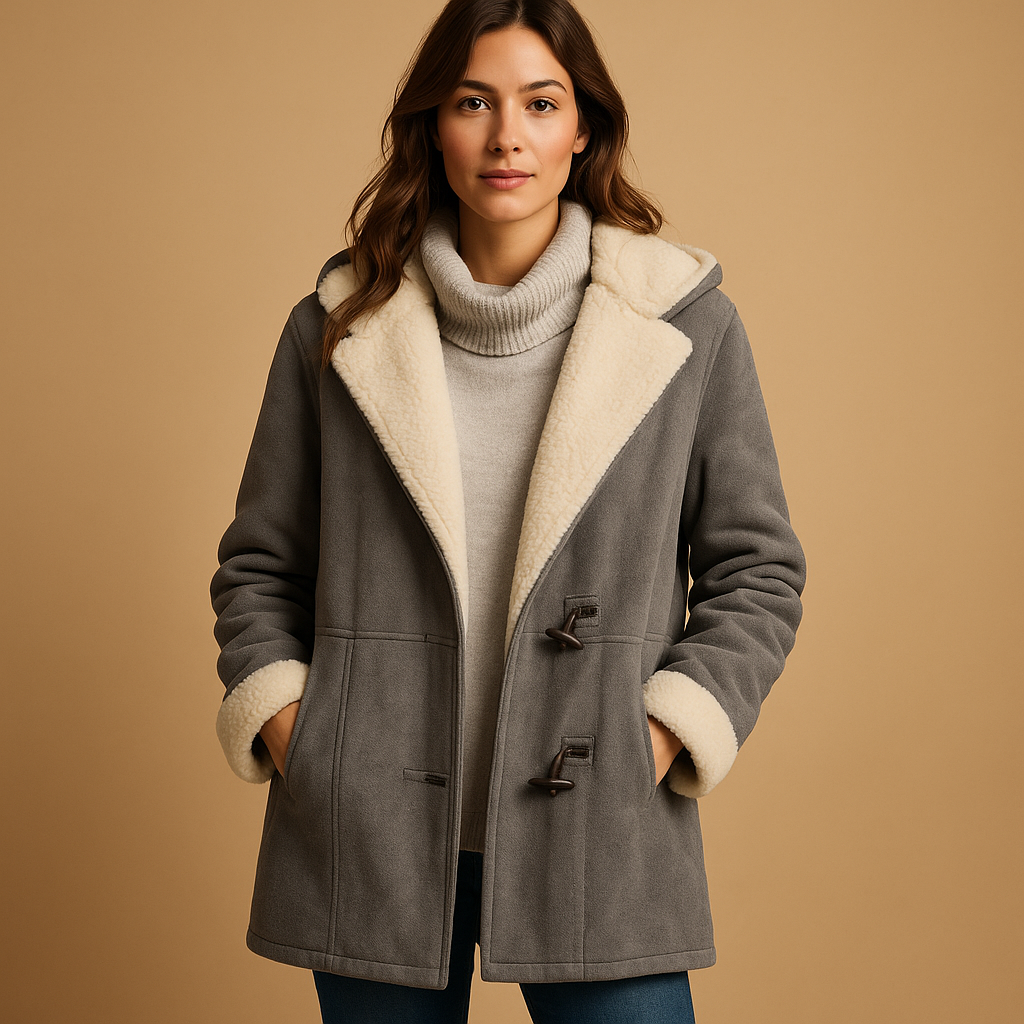 Long winter coat with hood for women | Evelien
