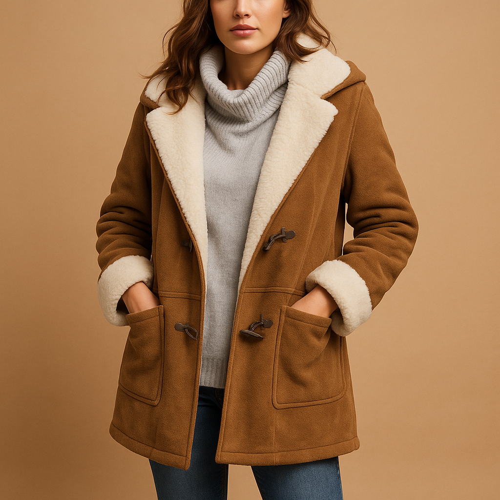 Long winter coat with hood for women | Evelien