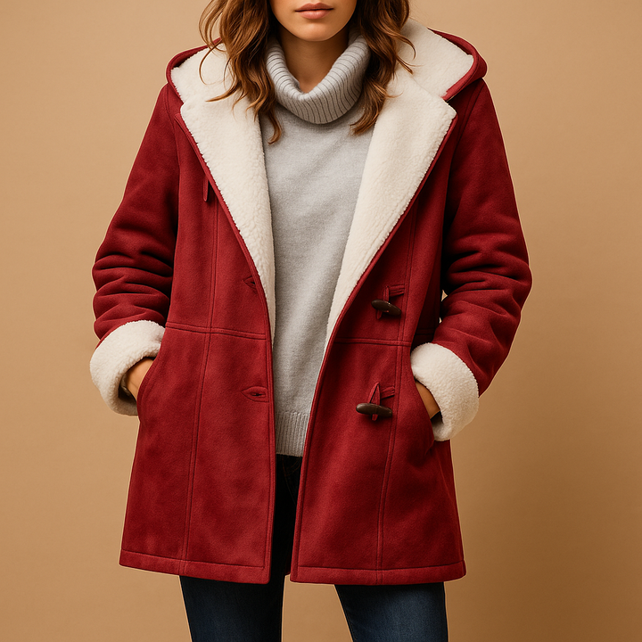 Long winter coat with hood for women | Evelien