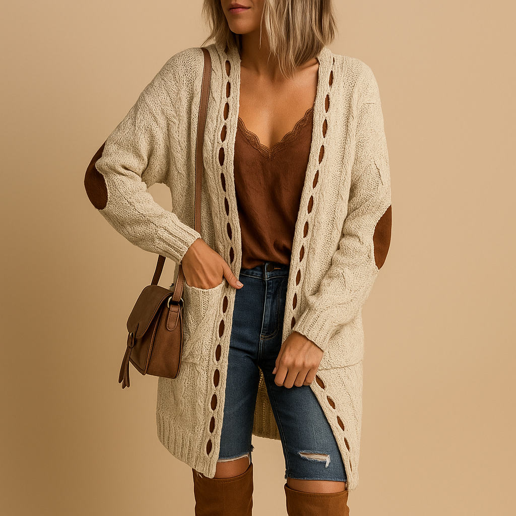 Lightweight knitted women’s cardigan with hood | Evelien