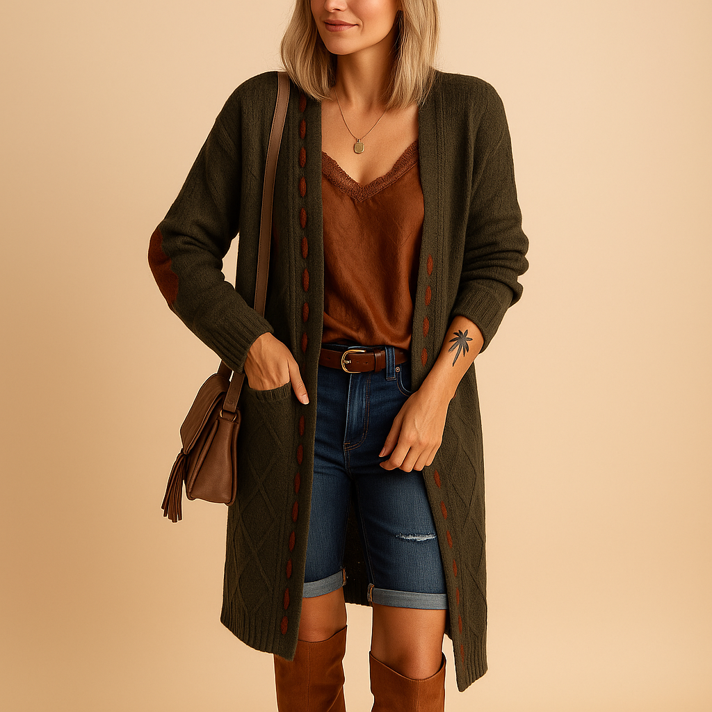 Lightweight knitted women’s cardigan with hood | Evelien
