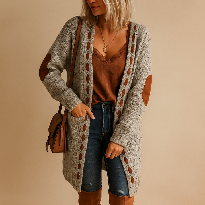 Lightweight knitted women’s cardigan with hood | Evelien