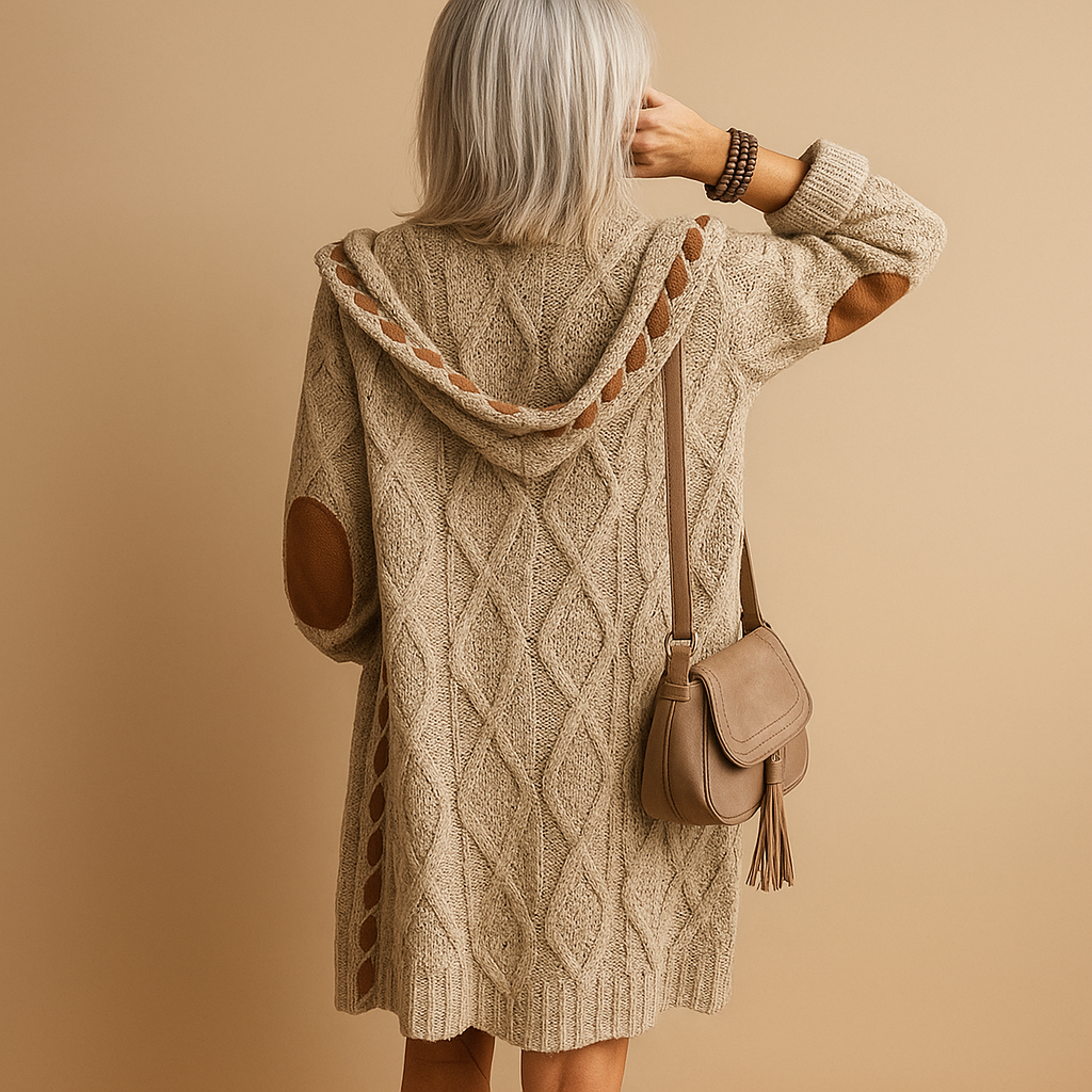 Lightweight knitted women’s cardigan with hood | Evelien