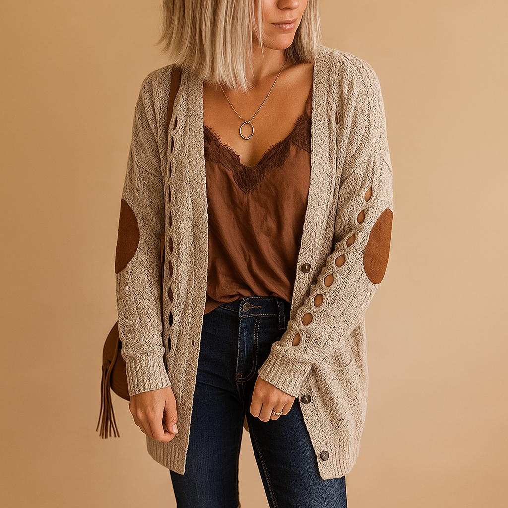 Lightweight knitted women’s cardigan with hood | Evelien