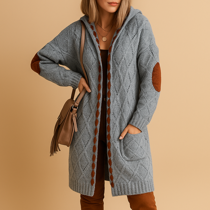 Lightweight knitted women’s cardigan with hood | Evelien