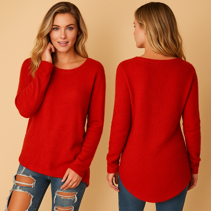 Lightweight knitted women’s sweater with crew neck | Aniek